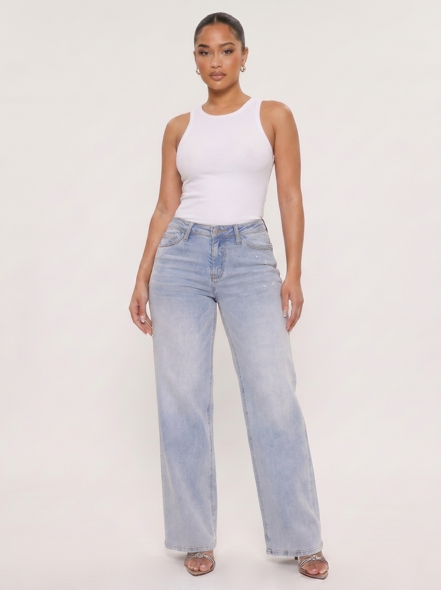 Novalia™ BBL Baggy Jeans - High Stretch Tummy Control Wide Leg Denim