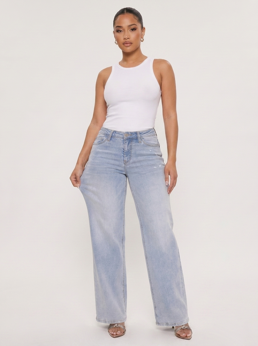 Novalia™ BBL Baggy Jeans - High Stretch Tummy Control Wide Leg Denim