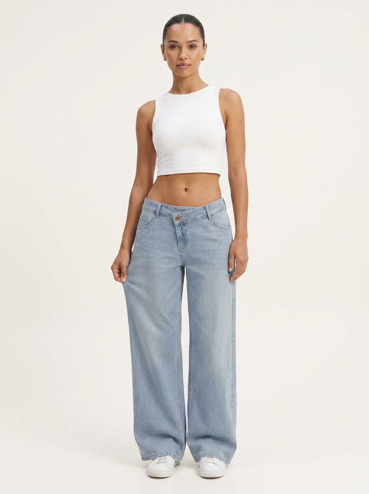 Novalia™ Low Rise Asymmetric Wide Leg Jeans