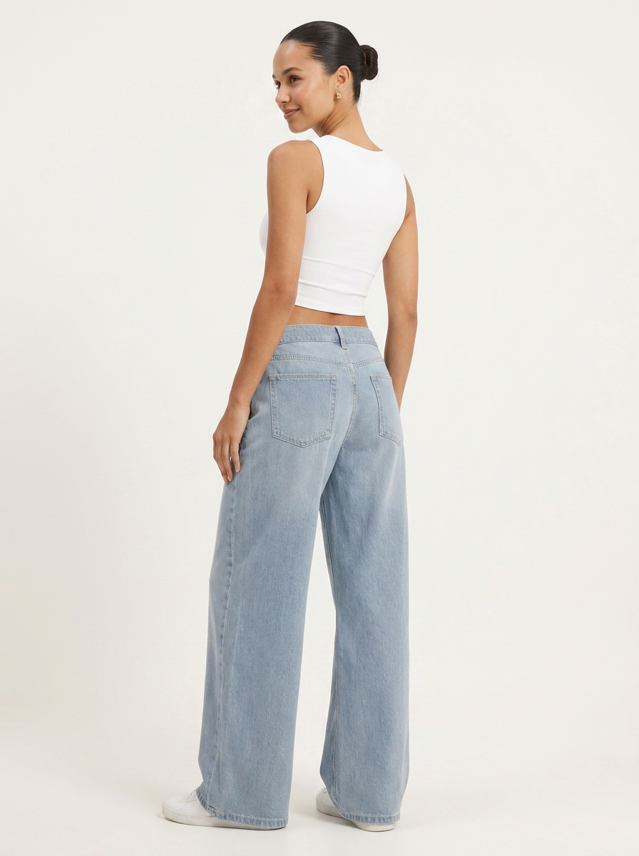 Novalia™ Low Rise Asymmetric Wide Leg Jeans