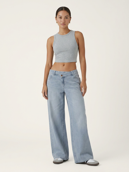 Novalia™ Low Rise Asymmetric Wide Leg Jeans