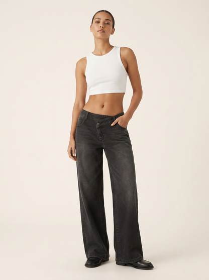 Novalia™ Low Rise Asymmetric Wide Leg Jeans