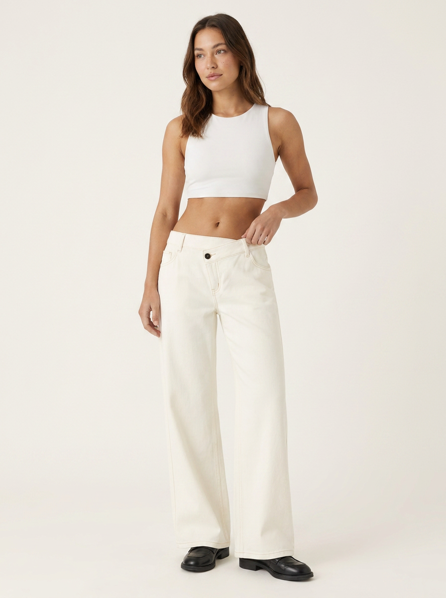 Novalia™ Low Rise Asymmetric Wide Leg Jeans