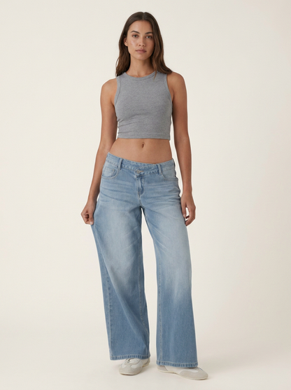 Novalia™ Low Rise Asymmetric Wide Leg Jeans