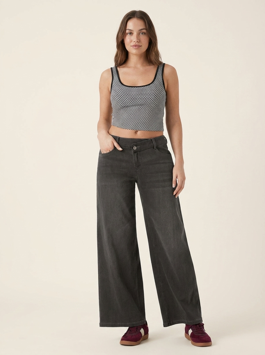 Novalia™ Low Rise Asymmetric Wide Leg Jeans