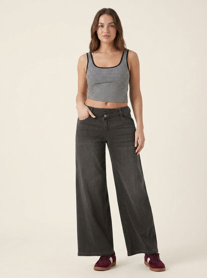 Novalia™ Low Rise Asymmetric Wide Leg Jeans
