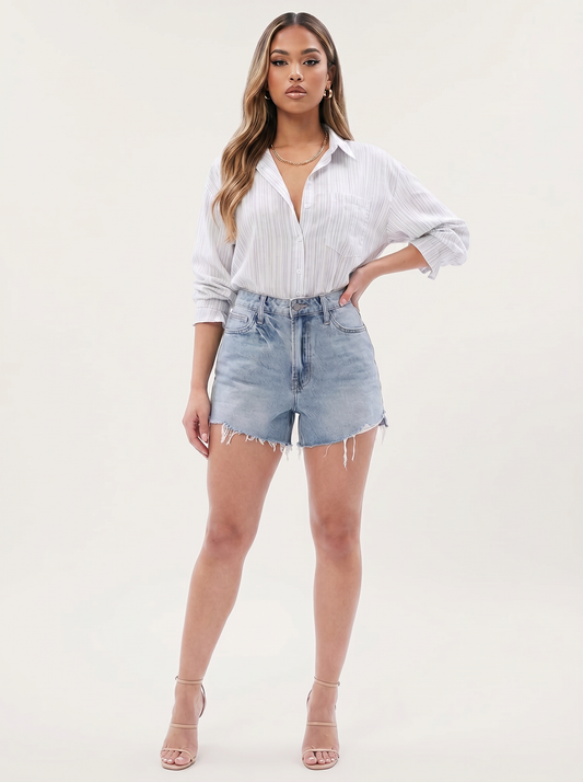 Novalia™ High Waist Ripped Denim Shorts